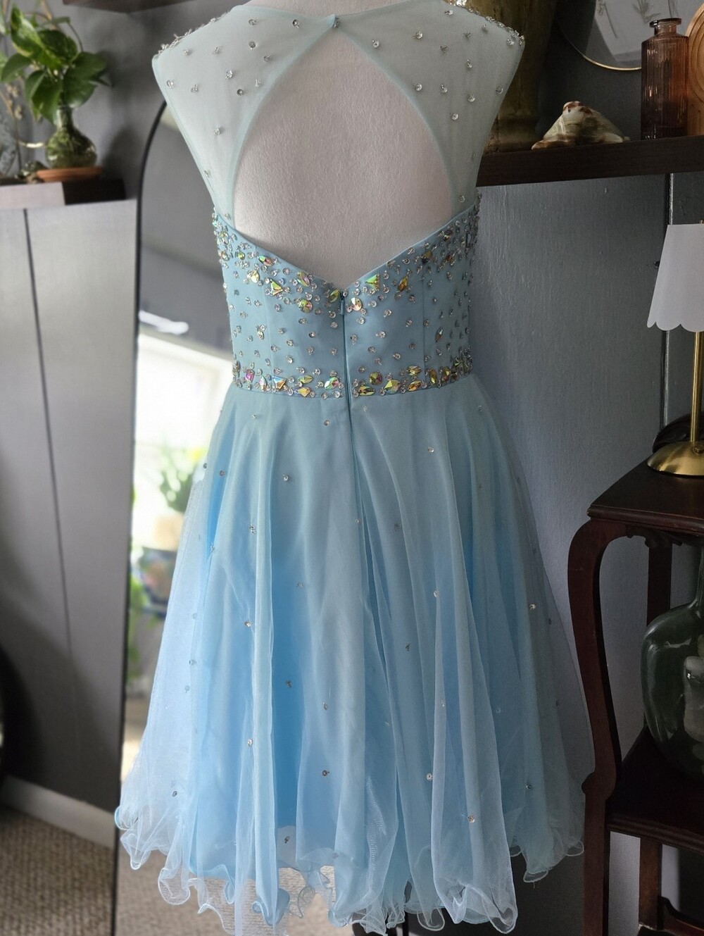 Light Blue Beaded Tulle Homecoming/Prom Dress - Picture 6 of 7